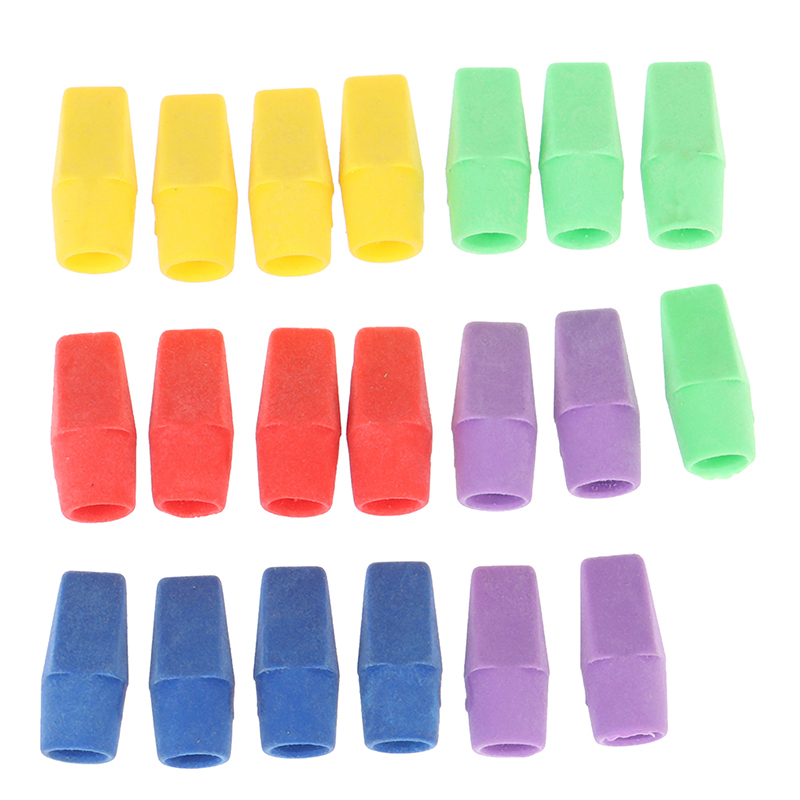 网红20PC Erasers Pencil Top Eraser Caps Chisel Shape Pencil