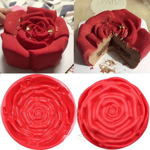 24*24cm Big Rose Flower Baking Tray Silicone Cake Mold Big S