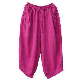 女 纯色棉麻灯笼裤 宽松大码 显瘦百搭洋气薄款 2021夏季 九分裤 新款