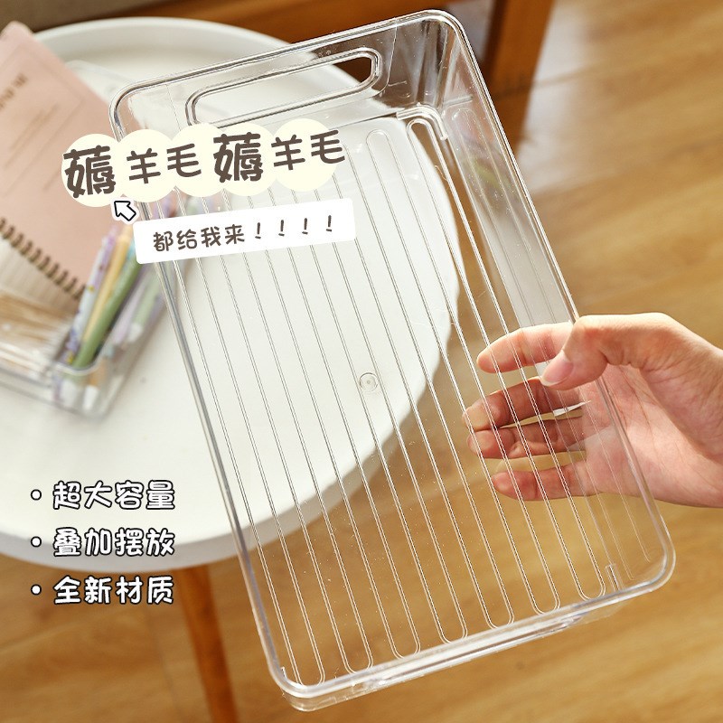 现货桌面收纳盒亚克力化妆品零食透明筐护肤品面膜宿舍整理杂物置