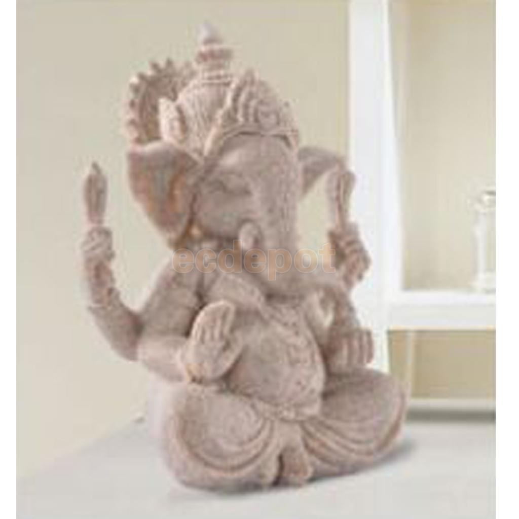 速发MagiDeal Hand Carved Sandstone Seated Ganesh Buddha Deit