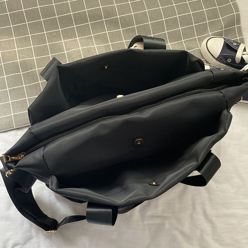 双层包包女大容量2021新款潮简约防水帆布单肩大包韩版学生斜挎包