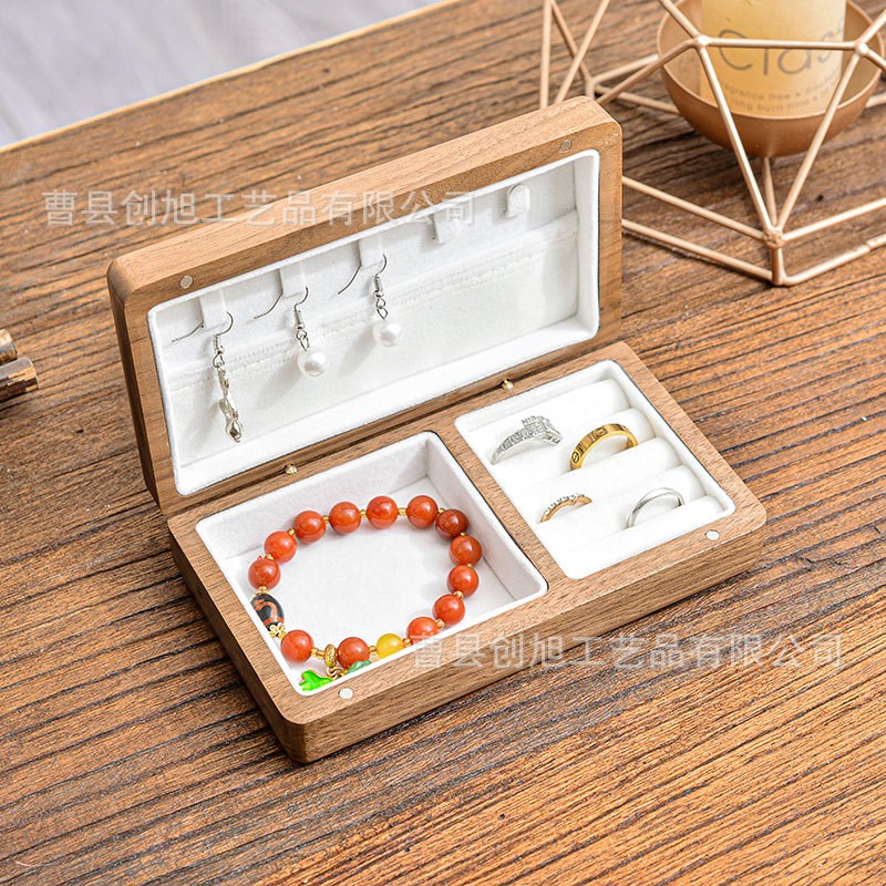 黑胡桃实c木首饰盒收纳盒翻盖手表项木质首饰盒戒指珠宝盒伴手礼