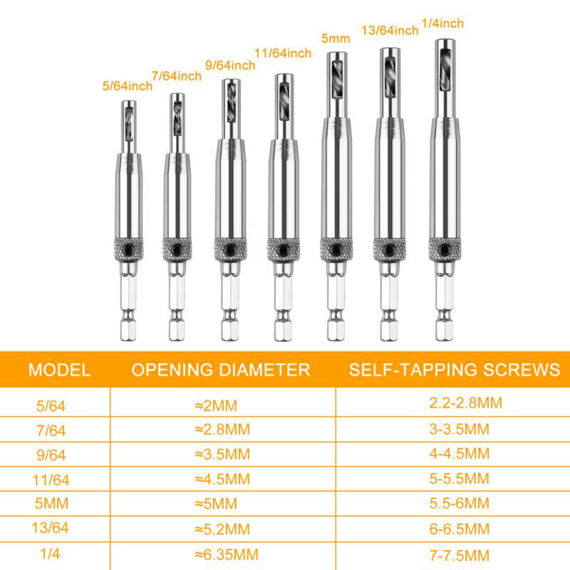 15pcs Self Centering Hinge Hardware Drill Bit Set Hole Guide