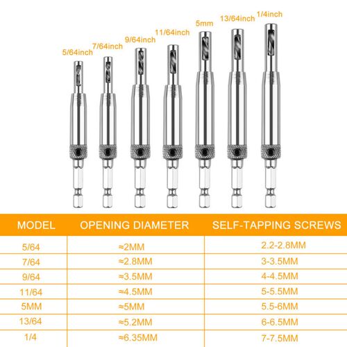 15pcs Self Centering Hinge Hardware Drill Bit Set Hole Guide