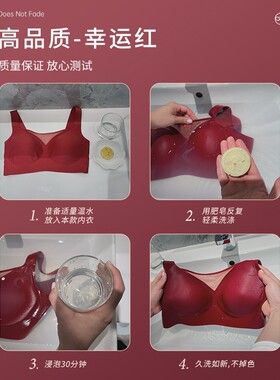 红色内衣套装本命年虎女薄款防下垂收副乳无钢圈文胸大胸显小C-F