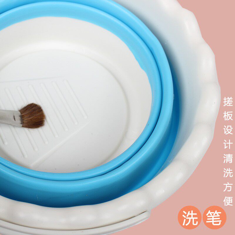 洗笔桶可折叠伸缩多功能大号塑料硅胶水桶儿Q童美术生便携涮笔筒