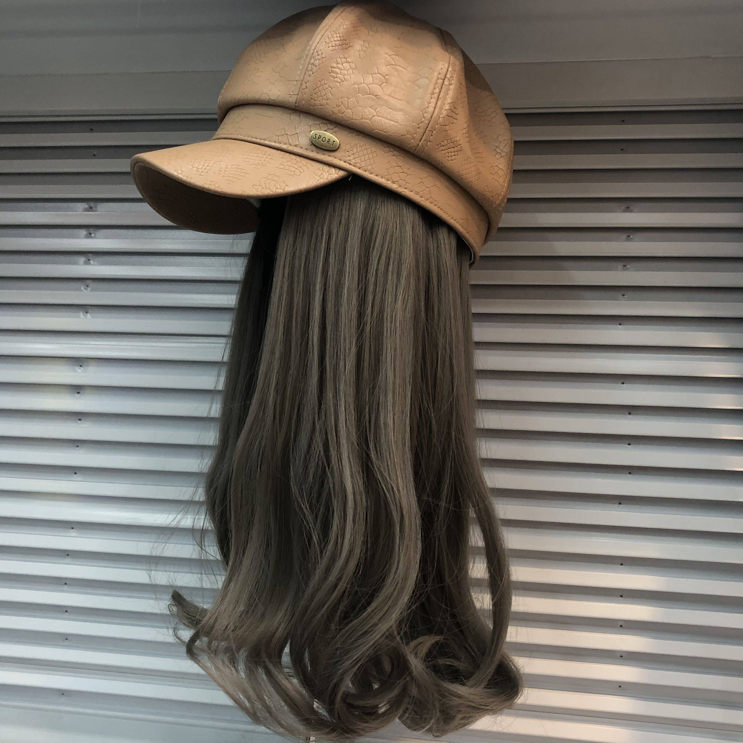新款假发帽一体可拆卸网红皮八角时尚女秋冬款短款梨花时尚长卷发