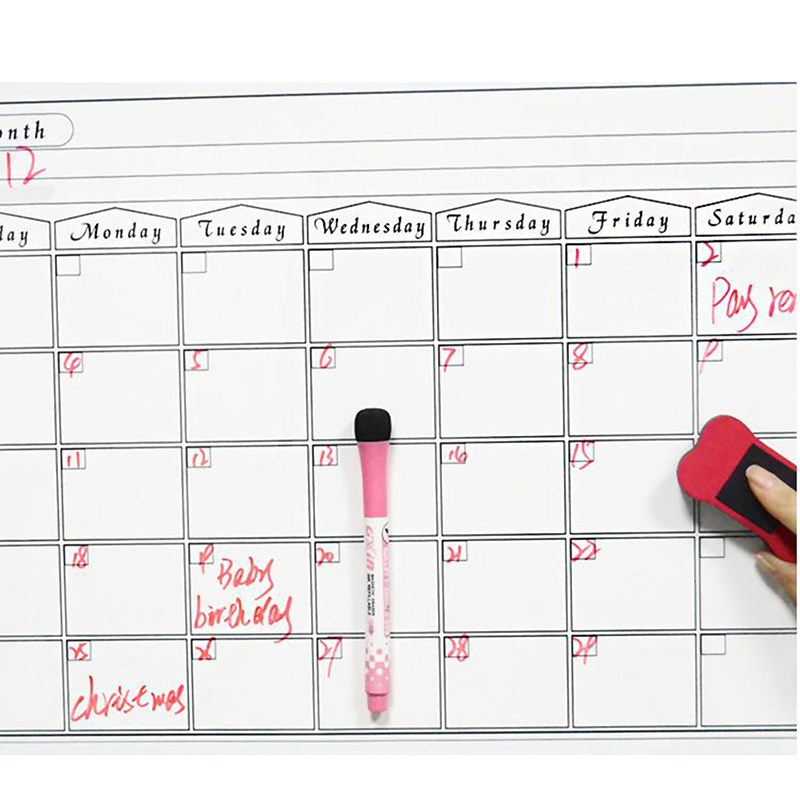 Magnetic Weekly Planner Fridge Board - Notice Memo Meal Whit