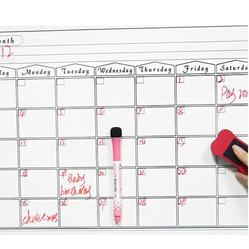 Magnetic Weekly Planner Fridge Board - Notice Memo Meal Whit