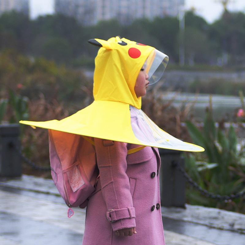 速发雨伞雨衣一体儿童解放双手雨伞飞碟帽宝宝斗笠伞帽小孩头戴式