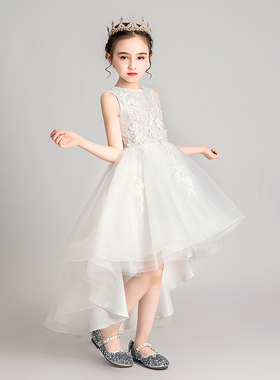 公主裙女童e蓬蓬纱生日白色走秀小花童婚纱礼服儿童钢琴演出服表