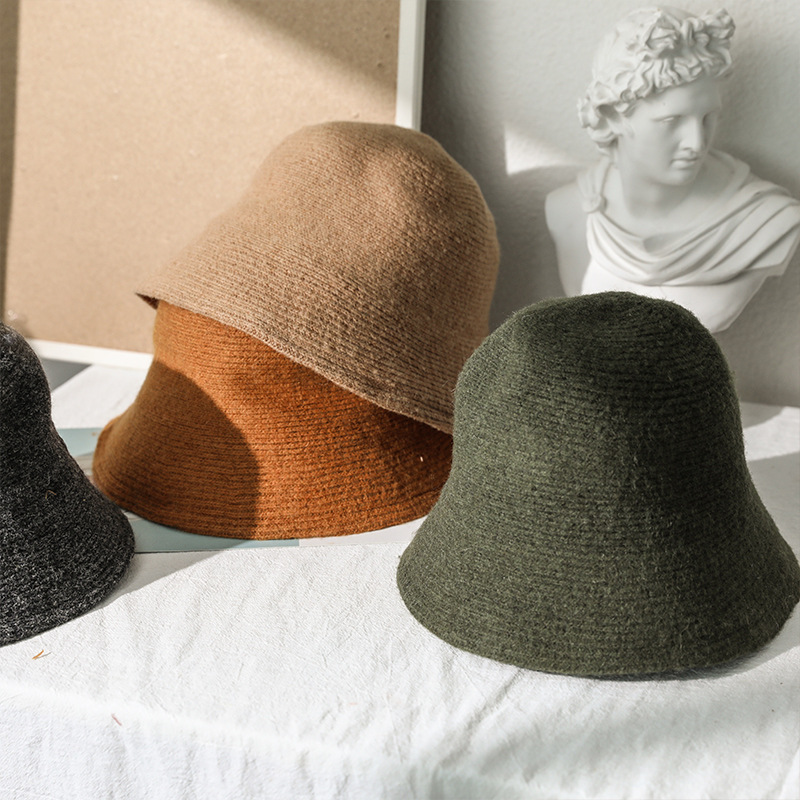 速发New Fashion Solid Wool Hat Bucket Hat Women Autumn Winte