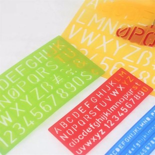 数字模板尺英文字母模板尺英文镂空模板绘图尺多功能套装尺软胶尺