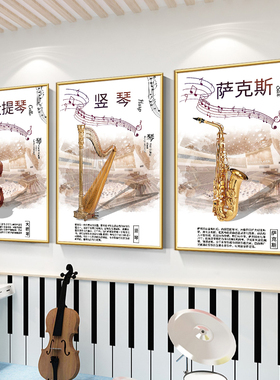 工厂销钢琴房音乐教室装饰画琴行乐器H墙面挂画吉他架子鼓小提琴