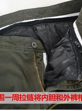 新品羽绒裤男外穿脱卸内胆修身B保暖加厚休闲小脚弹力多口袋棉裤