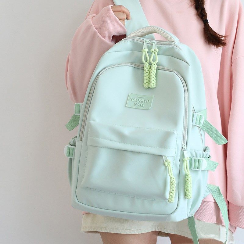 小众简约少女书包高颜值女生中学生蓝色大容量双肩包大学生女新款