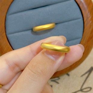 古法金包银泥鳅背戒指女素圈亮面指环男情侣款实心尾戒礼物送女友