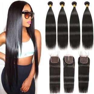 Virgin Hair Frontals Raw Meche Straight With 12A Bundles
