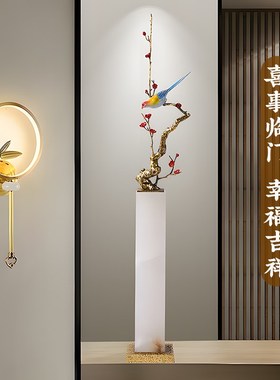 玄关壁龛竖高细长型摆件别墅客厅高档大气轻奢落地装饰品乔迁礼物