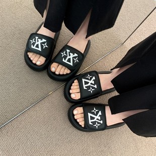外穿时尚 韩版 超火夏B季 厚底拖鞋 沙滩一字凉拖防滑踩屎 女2025新款