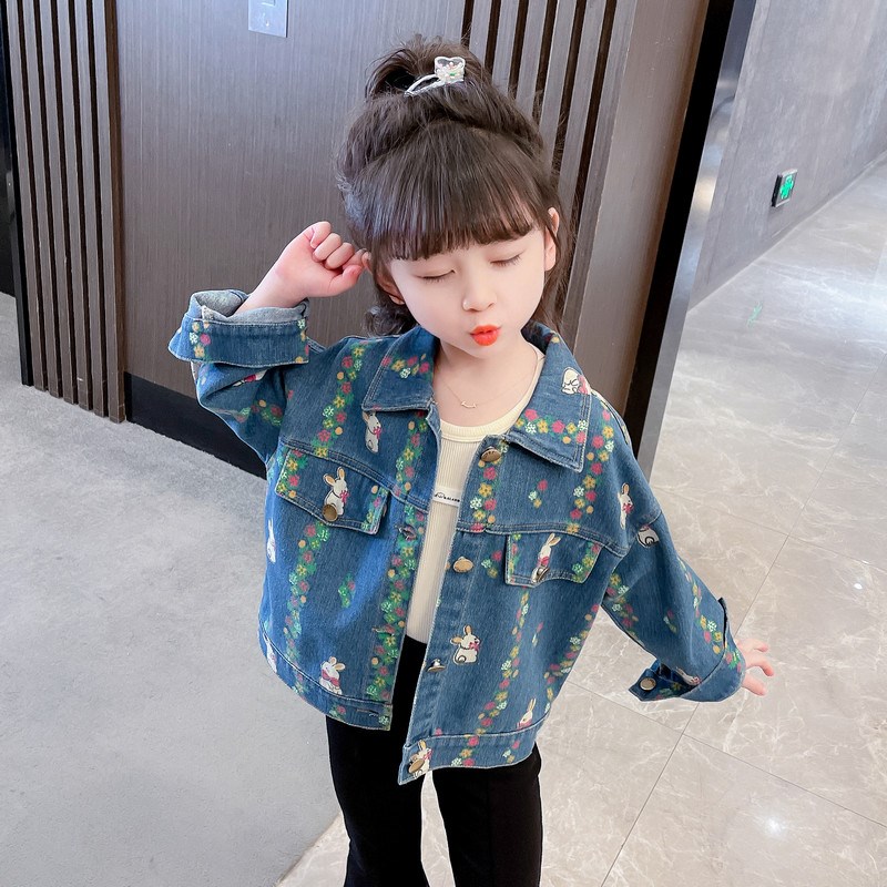 热销女童外套春秋款2024新款儿童春季牛仔衣女孩洋气衣服春装宝宝