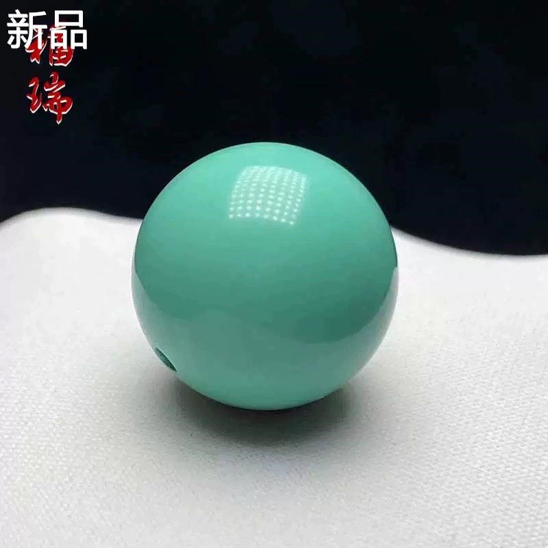 湖北原矿天然高瓷蓝绿松石圆珠单珠对单颗珠顶珠散珠配珠锁骨链新