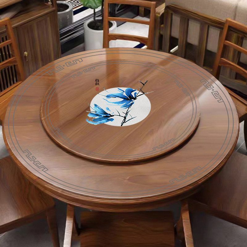 新中式圆形PVC透明餐桌垫转盘圆桌桌布防水防油防烫免洗餐桌布,居家布艺,桌布,淘宝优惠券,粉丝福利购,淘宝优惠卷