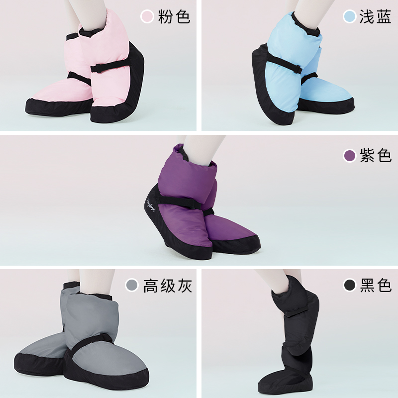 舞蹈鞋保暖鞋儿童女冬季跳舞软底练功鞋成人室内专用舞鞋加绒短靴