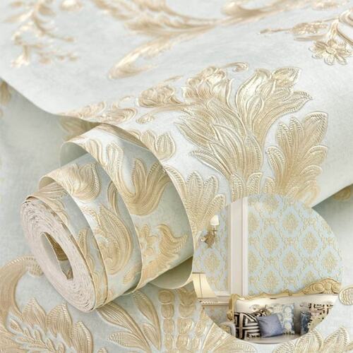 现货3D Look Non-Woven Wallpaper EmbosHsed Flower Ornament Wa