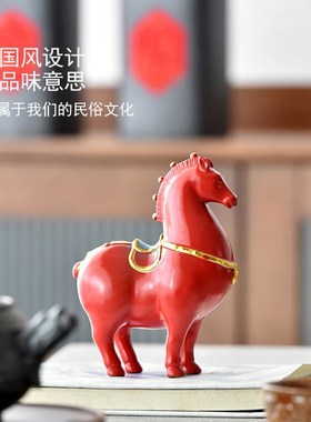 西安旅游纪念品陶瓷唐马摆件客厅玄关酒柜桌面装饰办公桌生肖文创