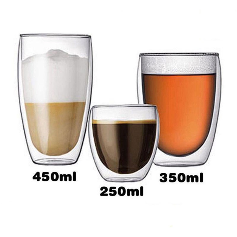 Heat-resistant Glass  Double Layer s 150-450ml 3 Size Double