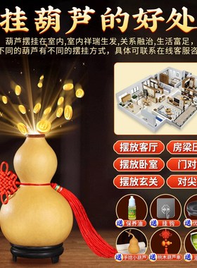 葫芦摆件天然客厅招财挂件特大开口真葫芦中国吉祥结汽车玄关龙头