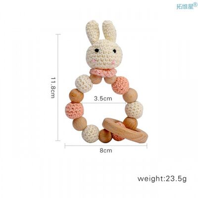 极速1pc Baby Wooden Rattle Toy Crochet Animal Giraffe Baby