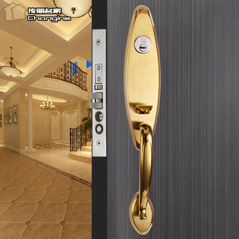 不锈钢304对开门豪华入户门美式别墅机械实木门防盗大门锁通用型