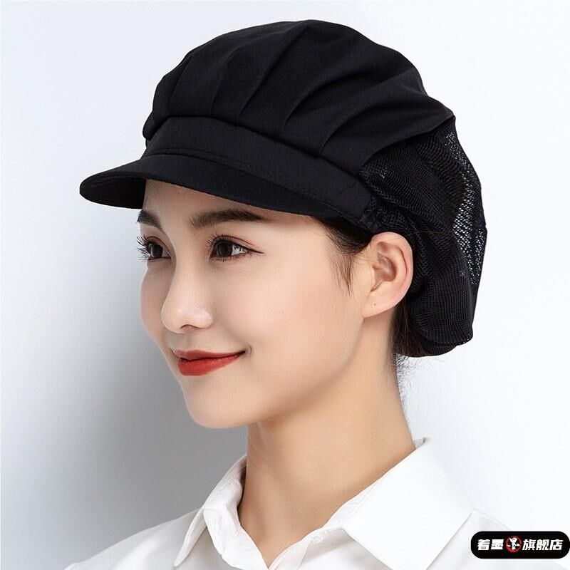 新款炒菜帽子防油烟款做饭女士厨师帽女式厨房防掉发工作食堂