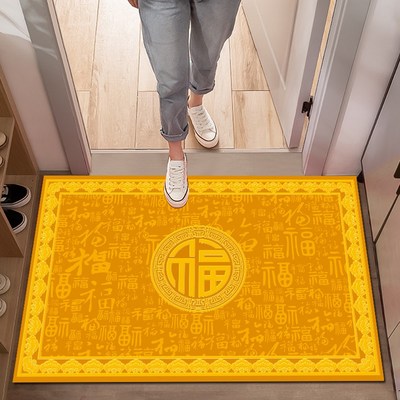 招财催运土黄色入户门地垫公司乔迁金色地毯耐脏朝西对门家用脚垫