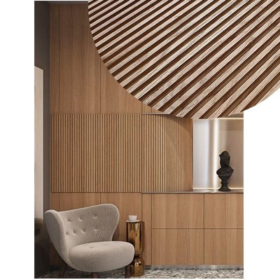 肌理板原实木3D浮雕面波浪纹高定烤漆柜门墙板橡木饰面肌理板