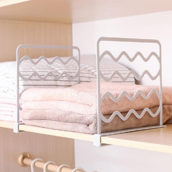 速发Closet Shelf Divider Adjustable Partition Punch-free-封面