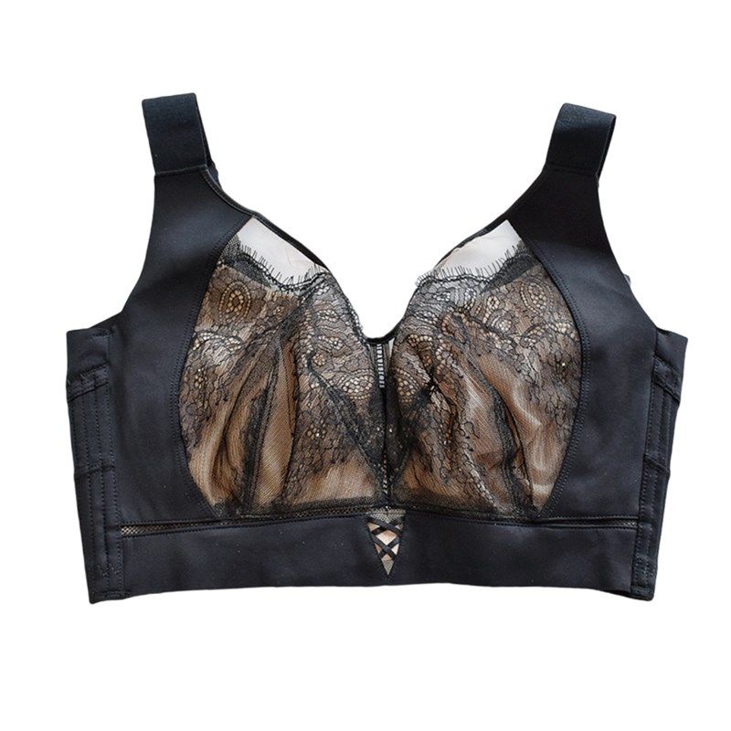 大胸显小薄款软钢圈收副乳调整型全罩杯大码文胸上托防下垂内衣女