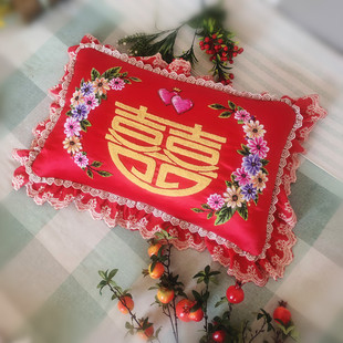 掇花戳针剁绣枕头套带线 戳戳绣结婚diy手工剁花绣枕头材料包老式