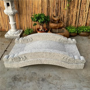 庭院景观小石桥花岗岩石拱桥日式庭院户外扶手小桥流水石钵整石栏