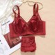 红色内衣女大胸显小薄款 防下垂z收副乳上托本命年新娘结婚文胸套