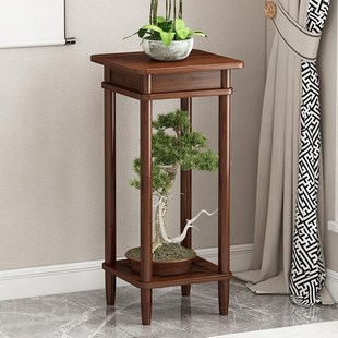 绿萝花台 饰品摆件花盆架子实木新中式 室内花架落地式 置物架客厅装