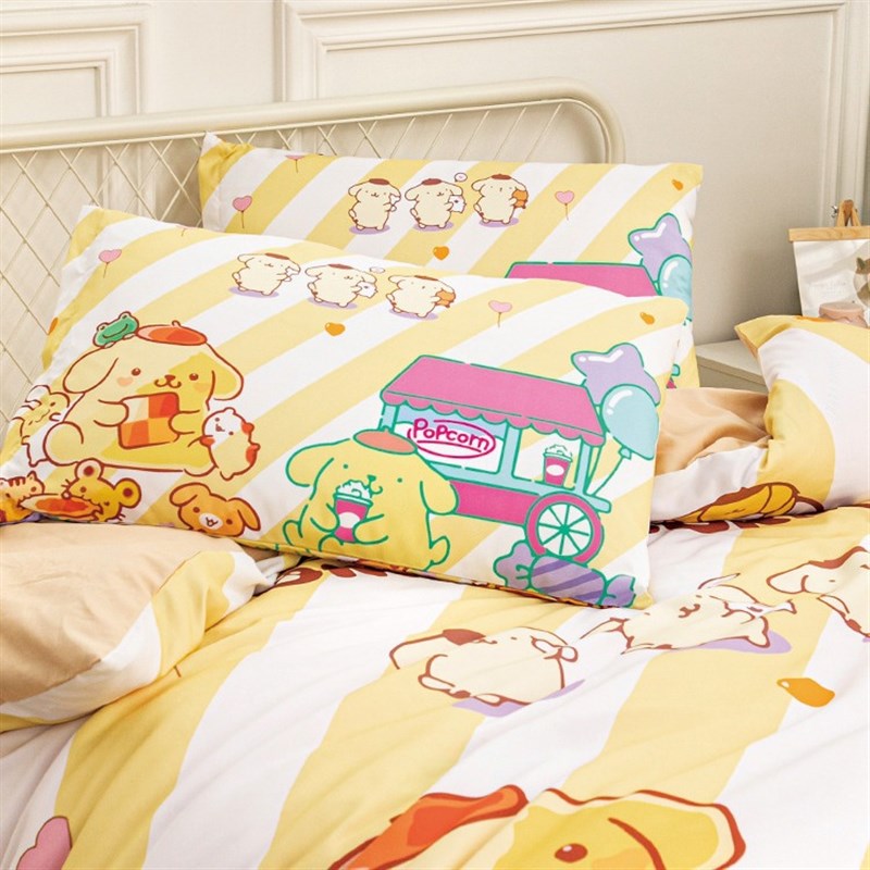 可爱卡通布丁狗纯l棉四件套全棉床单被套学生宿舍床上三件套卡其
