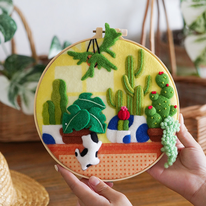 羊毛毡戳戳乐diy材料包情侣手工自制礼物玩偶装饰风景相框画