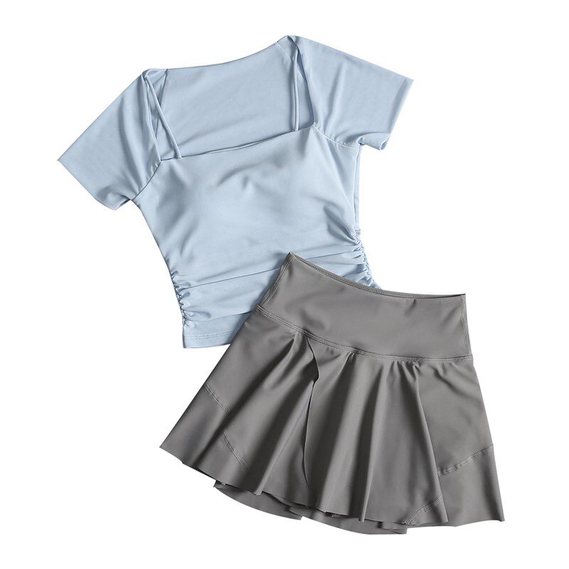 时尚网红羽毛球运动套装女夏季显瘦瑜伽锻炼服晨跑步健身网球裙裤