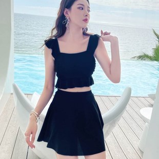 学生新款 保守显瘦遮肚裙式 分体游泳衣女套裙两件少女式 2024新款