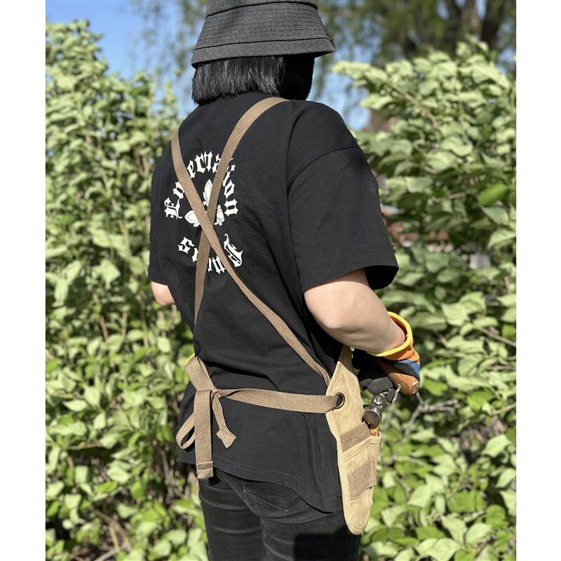 美式工装帆布围裙烧烤服酒吧咖啡店耐磨短款防污工作服定制logo