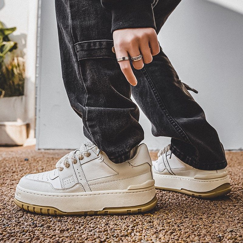 夏季日系小众设计男生面包鞋透气潮流百搭小白鞋运动德训滑板鞋子,流行男鞋,休闲板鞋,淘宝优惠券,粉丝福利购,淘宝优惠卷